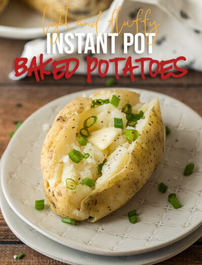 Make light and fluffy Instant Pot Baked Potatoes in a fraction of the time it takes in the oven with this simple, no-fail recipe!