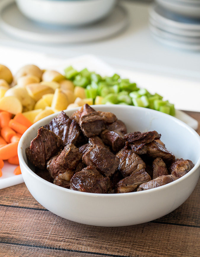 Sear Beef Chunks in Instant Pot before making Beef Stew