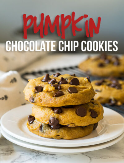 This is the BEST Pumpkin Chocolate Chip Cookies Recipe! Filled with warm pumpkin pie spice, sweet chocolate chips and loads of pumpkin, these soft cookies will melt your heart!