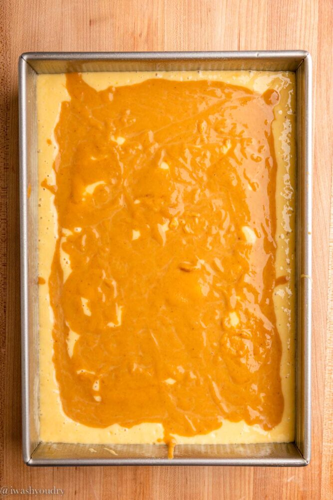 pumpkin pie filling over cake mix