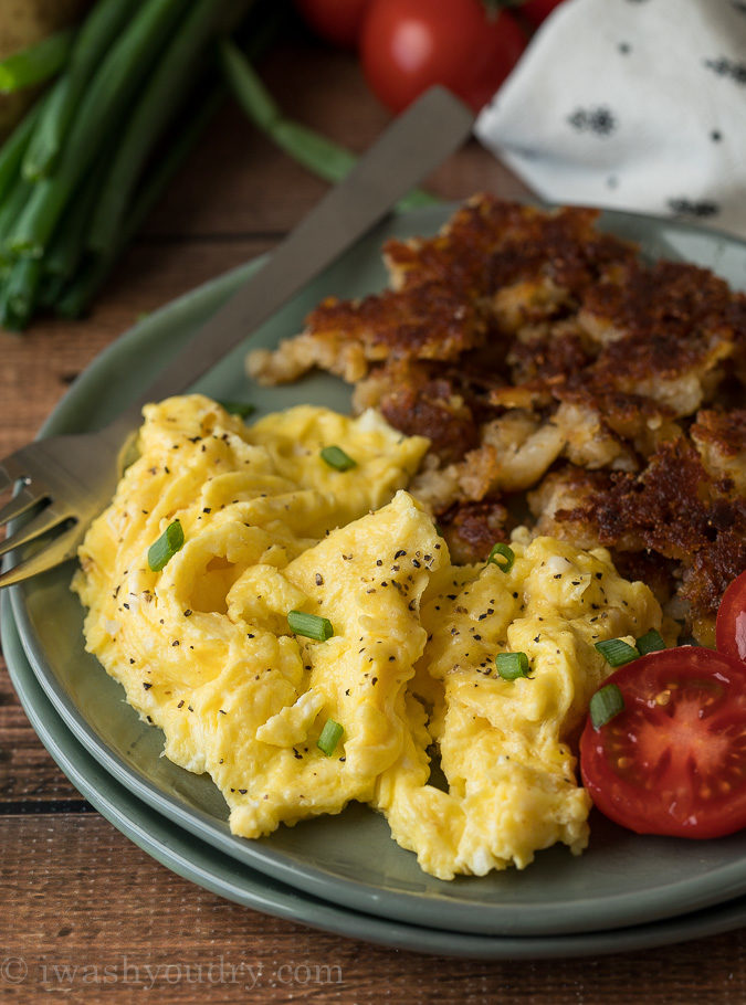 Make light and fluffy, super creamy scrambled eggs in no time with this simple recipe!