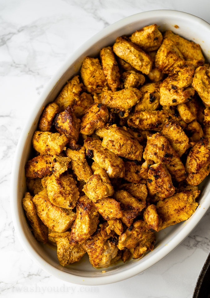 Cooked butter chicken pieces before adding to sauce