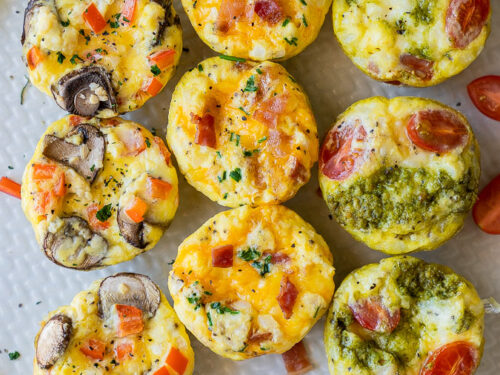 Frittata Egg Muffins 3 different ways on a serving platter.