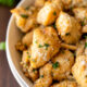 Bowl full of garlic chicken bites