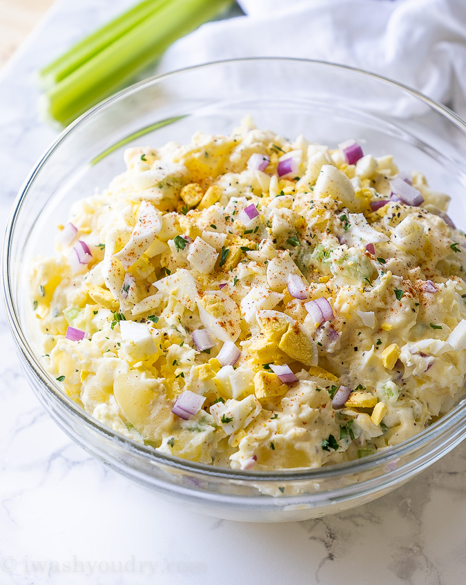 Bowl of light and creamy Potato Salad