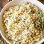 Garlic Herb Rice Pilaf with fresh herbs