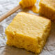 Sweet cornbread slice with honey