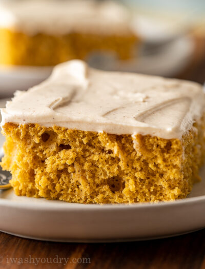 A plate of pumpkin cake with fork