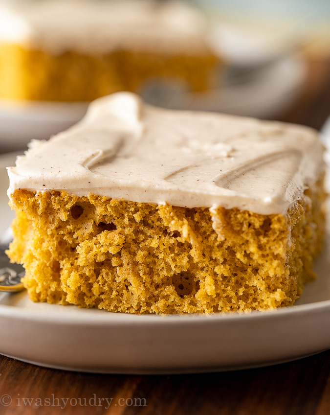 A plate of pumpkin cake with fork