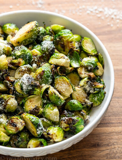 Bowl of air fryer brussels sprouts