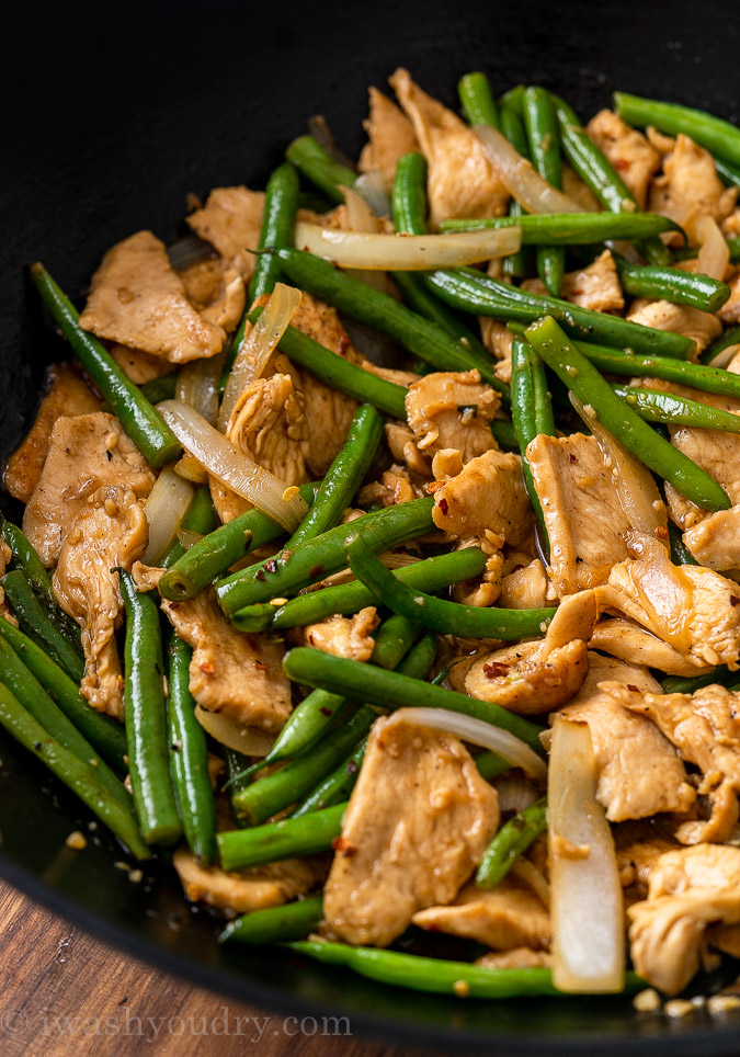 Chicken and Green Beans in skillet