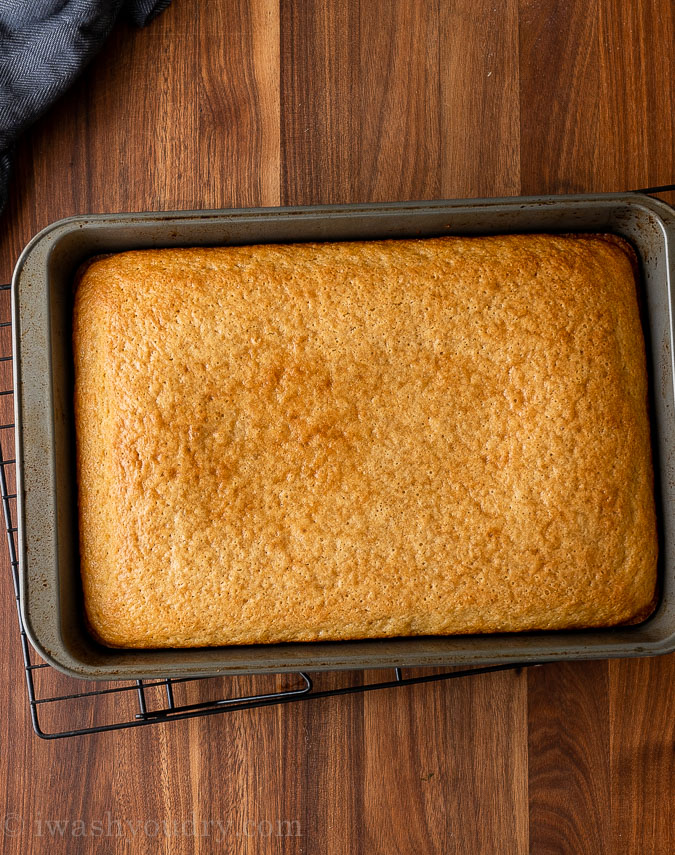 baked vanilla cake in pan