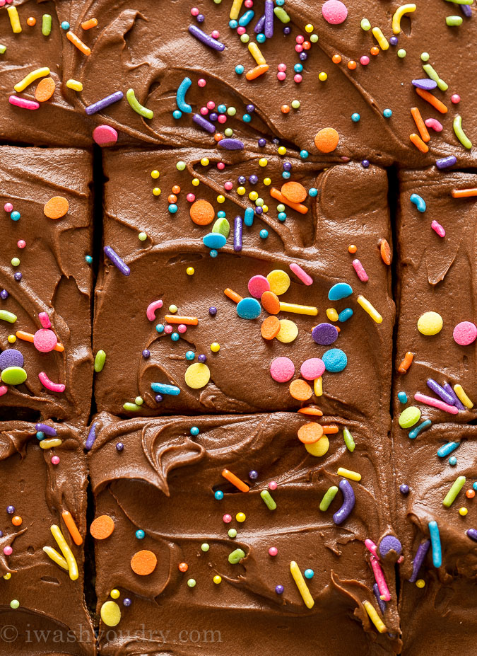 Sliced Vanilla Cake with Chocolate frosting