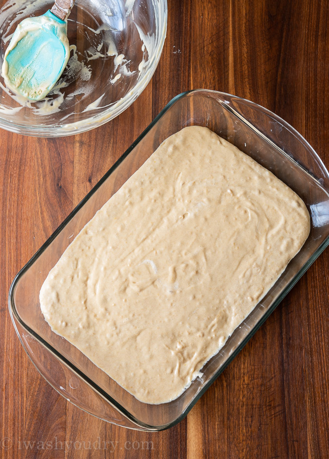 Tres Leches cake batter in pan