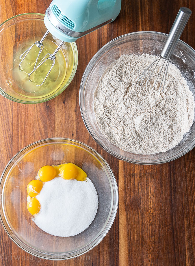 tres leches ingredients on a wooden surface