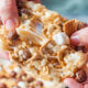 pulling rice krispy treat apart