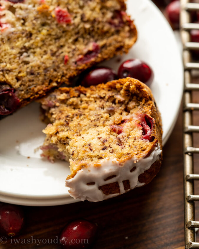 slice of banana bread on plate