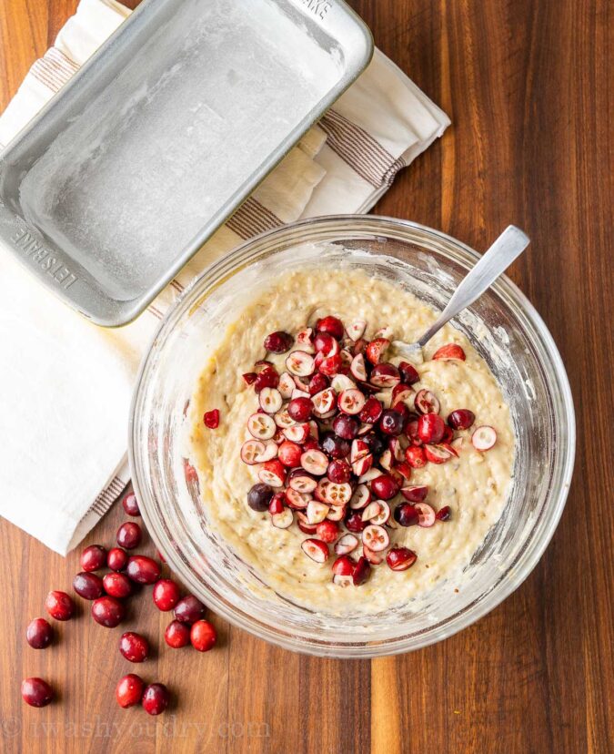 Add cranberries to banana bread batter