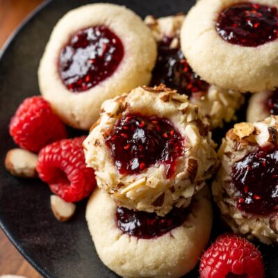 Plate of thumbprint cookies