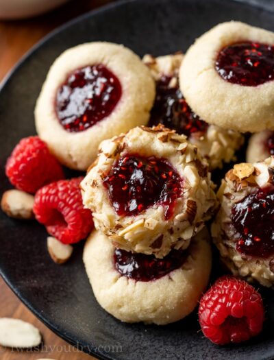 Plate of thumbprint cookies