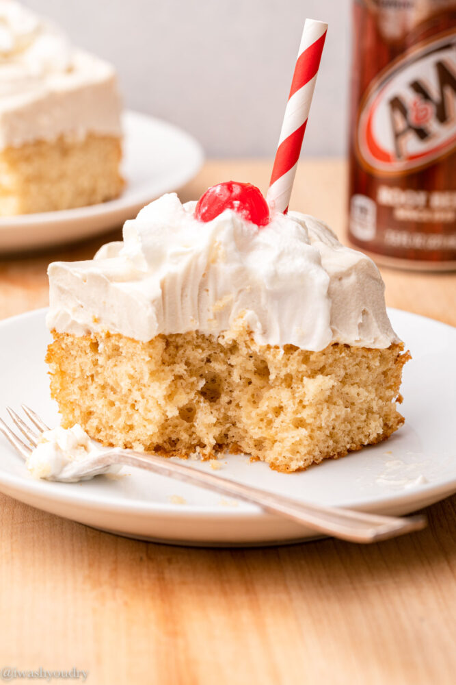 slice of cake with bite and fork.