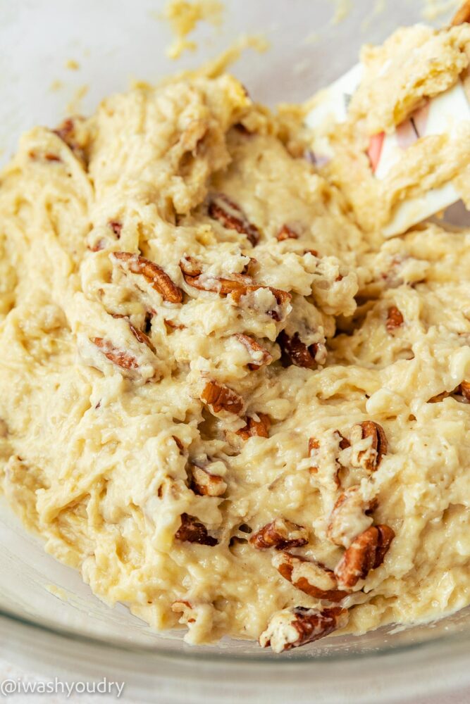 banana bread batter with nuts