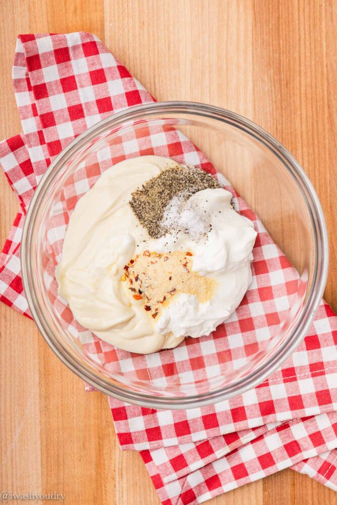 ingredients for creamy dressing in bowl