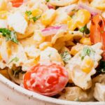 creamy corn pasta salad pinterest image