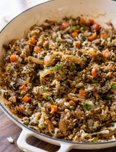 french onion beef casserole in one pan